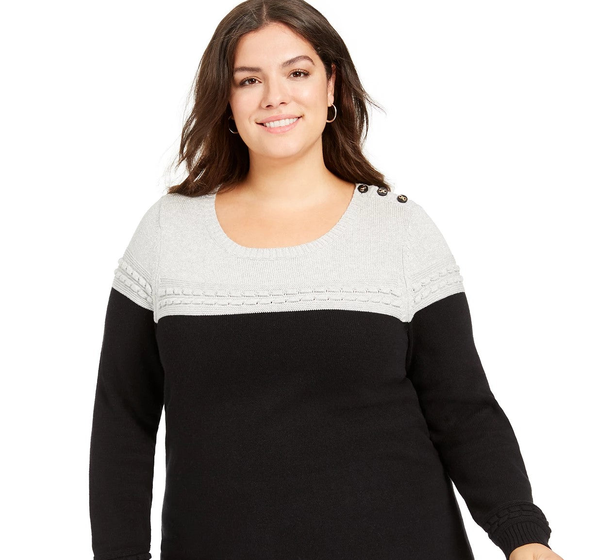 Charter Club Women's Plus Size Metallic BiColor Sweater Gray Size 0X