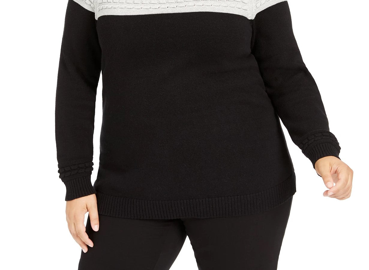 Charter Club Women's Plus Size Metallic BiColor Sweater Gray Size 0X
