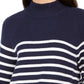 Charter Club Women's Striped Mockneck Sweater Blue Size Large