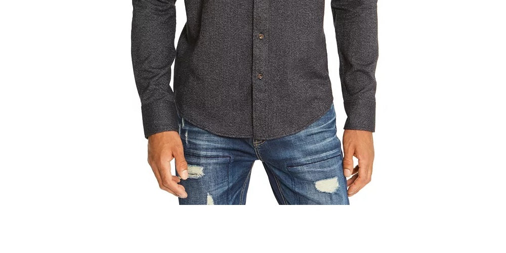 American Rag Men's Regular Fit Brushed Twill Button Down Shirt Black Size X-Small