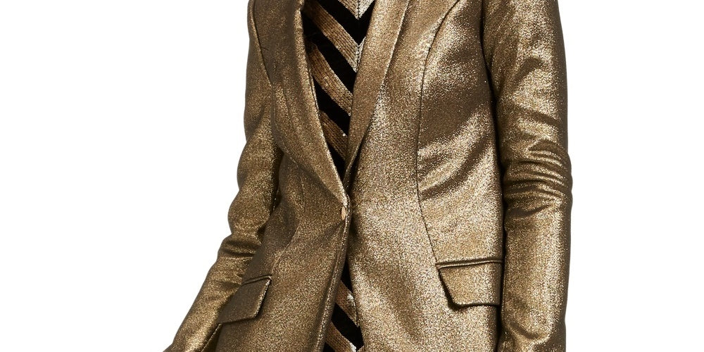 INC International Concepts Women's Metallic Blazer Gold Size Medium
