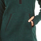 Ideology Women's Marled 1/4 Zip Hooded Sweater Green Size Small