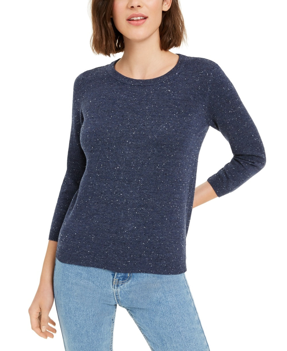 Maison Jules Women's Flecked Sweater Blue Size Large