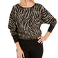 JM Collection Women's Jacquard Zebra Print Sweater  Black Size X-Small