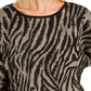 JM Collection Women's Jacquard Zebra Print Sweater  Black Size X-Small