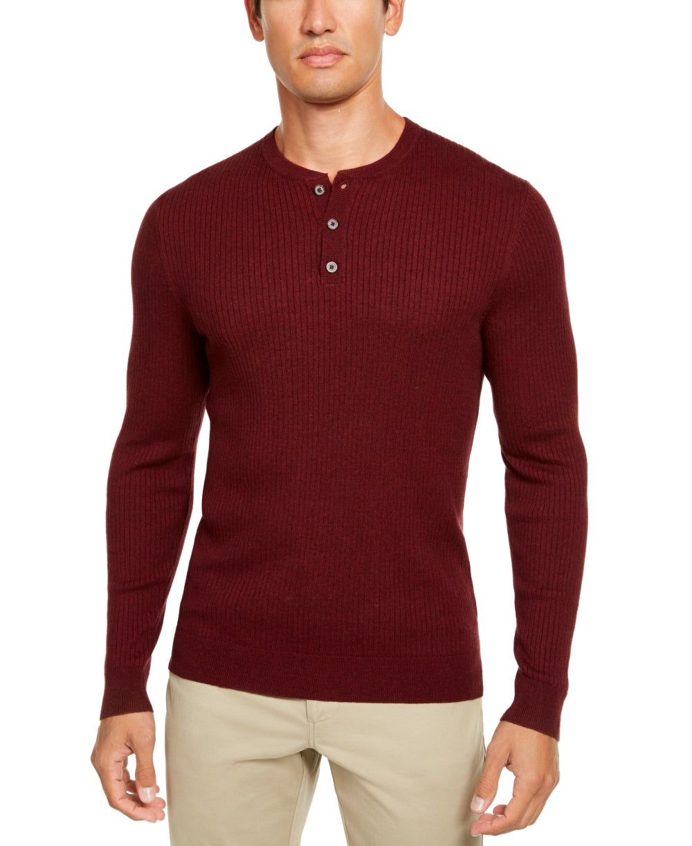 Tasso Elba Men's Cashmere Henley Shirt Wine Size Medium