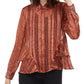 INC International Concepts Women's Ruffled Snake-Embossed Top Orange Size X-Small