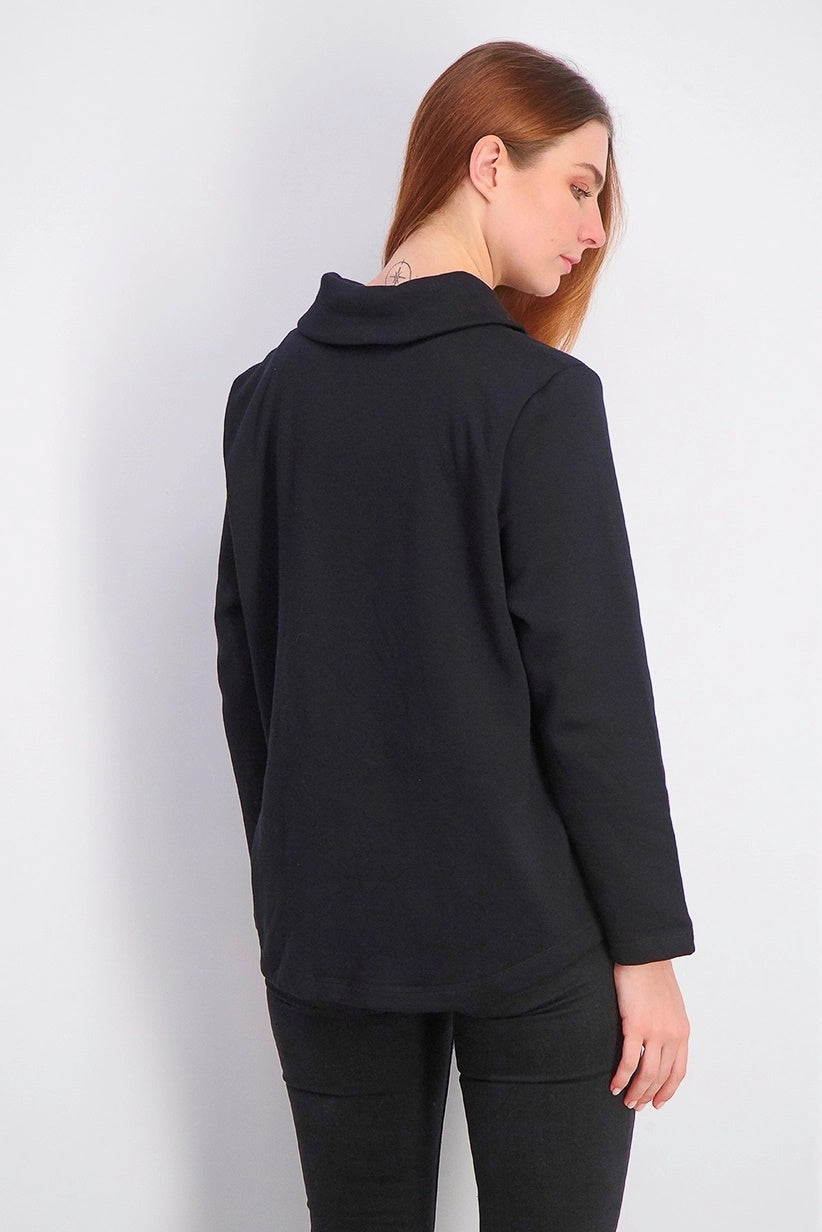 Karen Scott Women's Sport Shawl-Collar Fleece Pullover Black Size Small