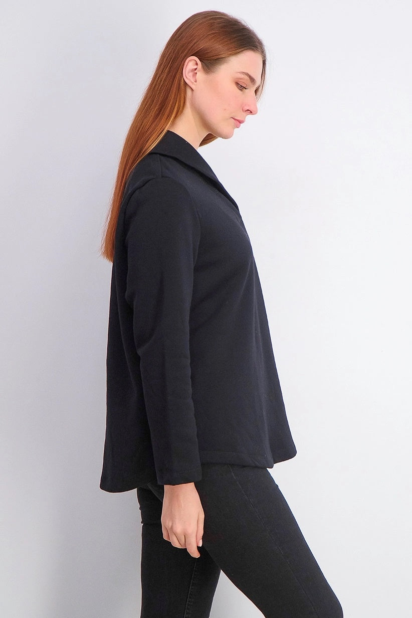 Karen Scott Women's Sport Shawl-Collar Fleece Pullover Black Size Small