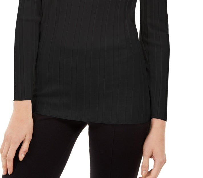 INC International Concepts Women's Off-The-Shoulder Ribbed Sweater Black Size Large