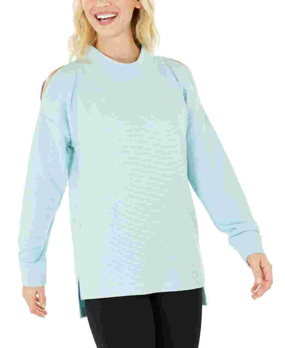 Ideology Women's Cold Shoulder Vented Top Green Size Large