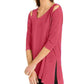 Alfani Women's Cold Shoulder Asymmetrical Top Red Size Medium