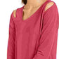 Alfani Women's Cold Shoulder Asymmetrical Top Red Size Medium