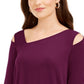 Alfani Women's Asymmetrical Cut Out Top Wine Size Petite Medium