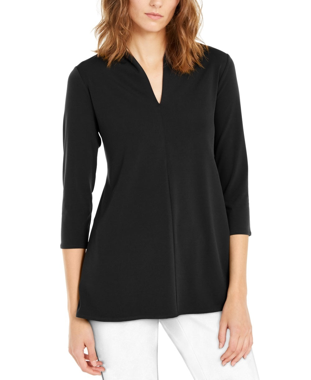 Alfani Women's Solid High Neck Tunic Top Black Size X-Small