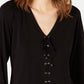INC International Concepts Women's Lace Up Top Black Size X-Small