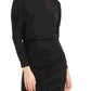 Bar III Women's Long Sleeve Jewel Neck Short Sheath Party Dress Black Size Large