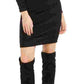 Bar III Women's Long Sleeve Jewel Neck Short Sheath Party Dress Black Size Large