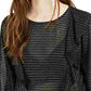 Bar III Women's Printed Long Sleeve Jewel Neck Top Black Size Large