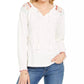 Style & Co Women's  Embroidered-Shoulder Top Gold Size Medium