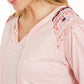 Style & Co Women's  Embroidered-Shoulder Top Gold Size Medium