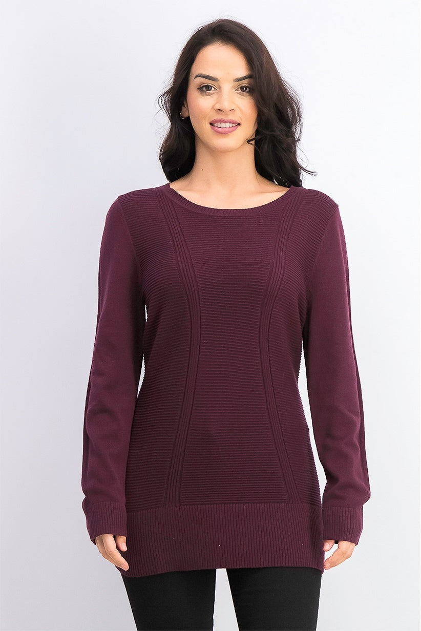 Style & Co Women's Mixed Stitch Sweater Purple Size Large