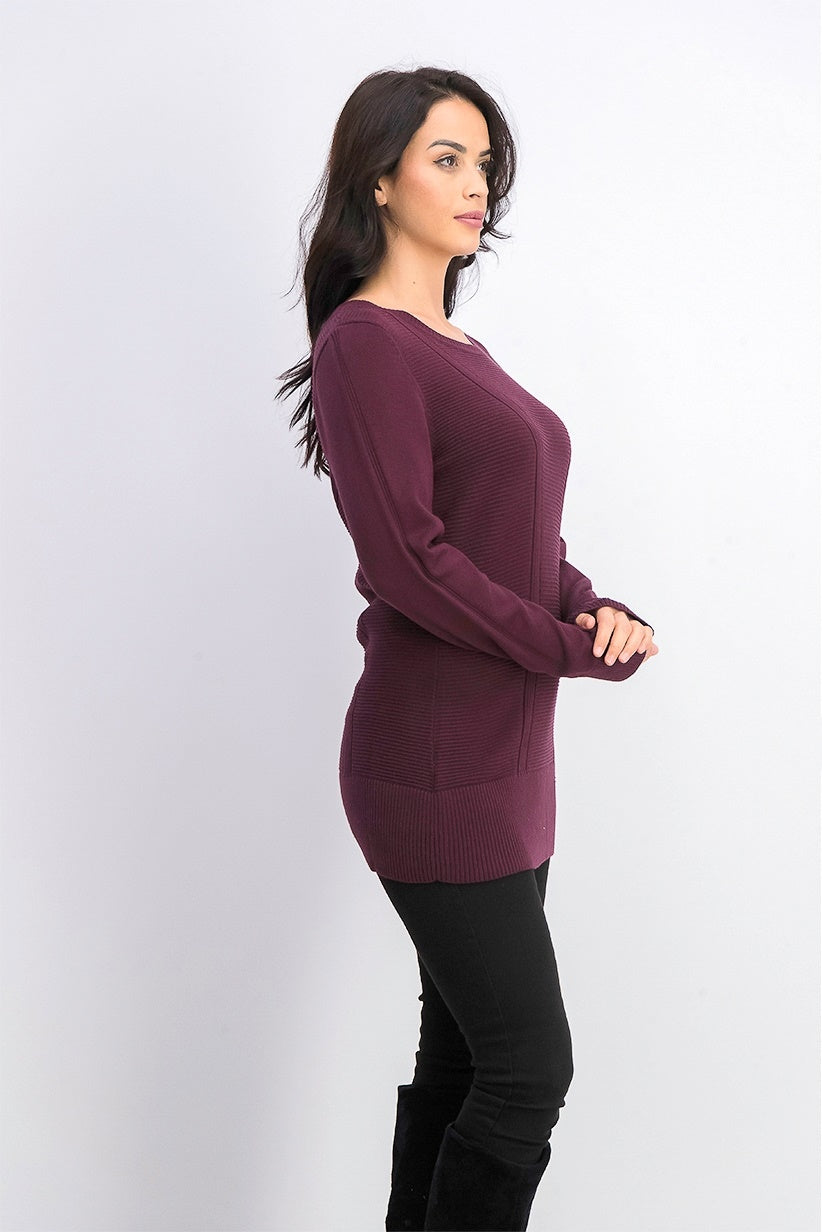 Style & Co Women's Mixed Stitch Sweater Purple Size Large
