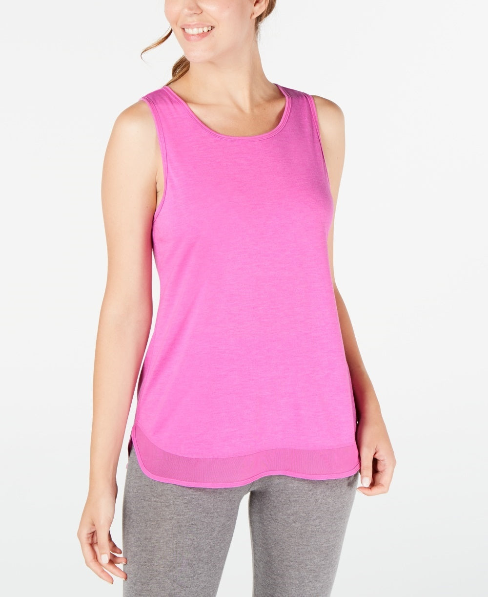Ideology Women's Mesh-Hem Tank Top Purple Size Small