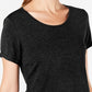 Ideology Women's Mesh Hem T-Shirt Black Size Medium