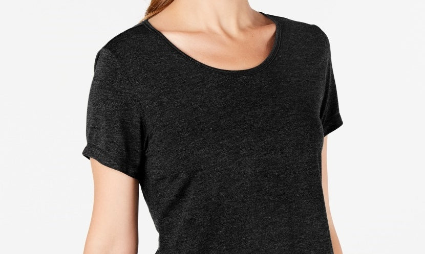 Ideology Women's Mesh Hem T-Shirt Black Size Medium
