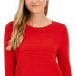 Charter Club Women's Colorblocked Ottoman Sweater Red Size Medium