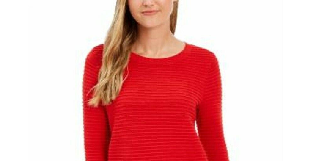 Charter Club Women's Colorblocked Ottoman Sweater Red Size Medium
