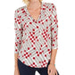 Charter Club Women's Printed V-Neck Top White Size Medium