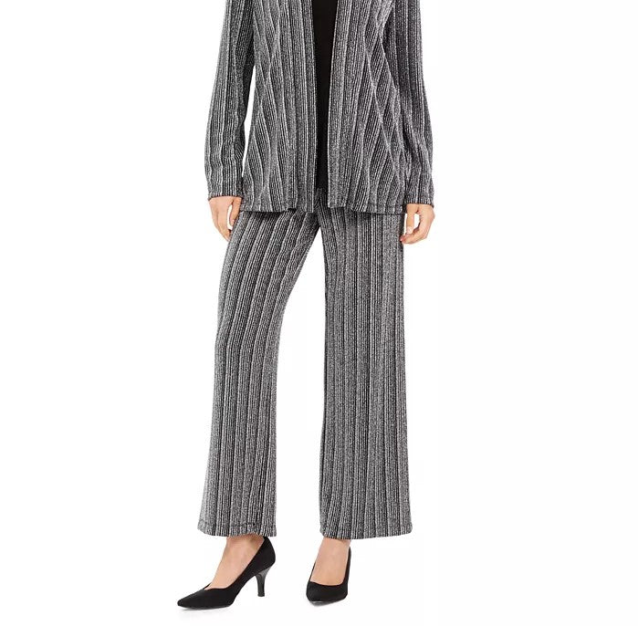 JM Collection Women's Petite Layered-Look Metallic Cardigan Black Size Petite Large
