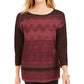JM Collection Women's Metallic-Stitched Drop-Shoulder Sweater Black Size X-Small