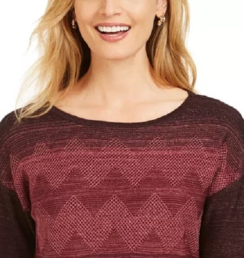 JM Collection Women's Metallic-Stitched Drop-Shoulder Sweater Black Size X-Small
