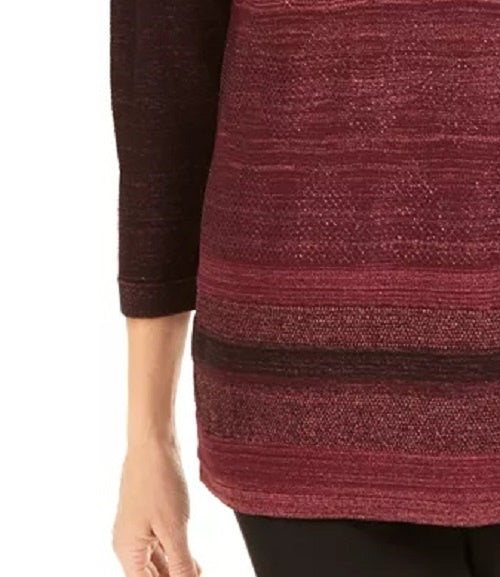 JM Collection Women's Metallic-Stitched Drop-Shoulder Sweater Black Size X-Small