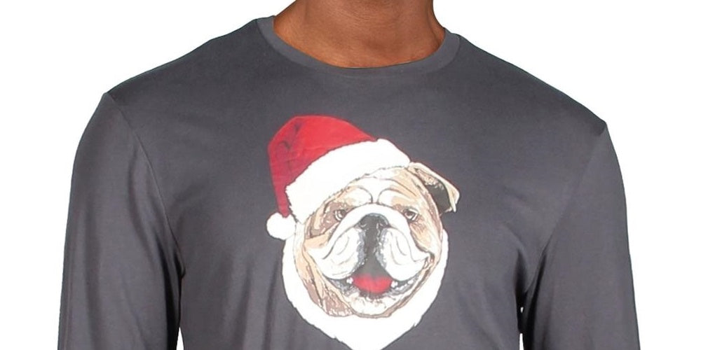 Club Room Men's Santa Bulldog Holiday Party Christmas Top Dark Gray Size XX-Large