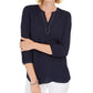 JM Collection Women's Split Neck Tunic Blue Size Small