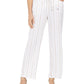 JM Collection Women's Striped Pull On Pants White Size XX-Large