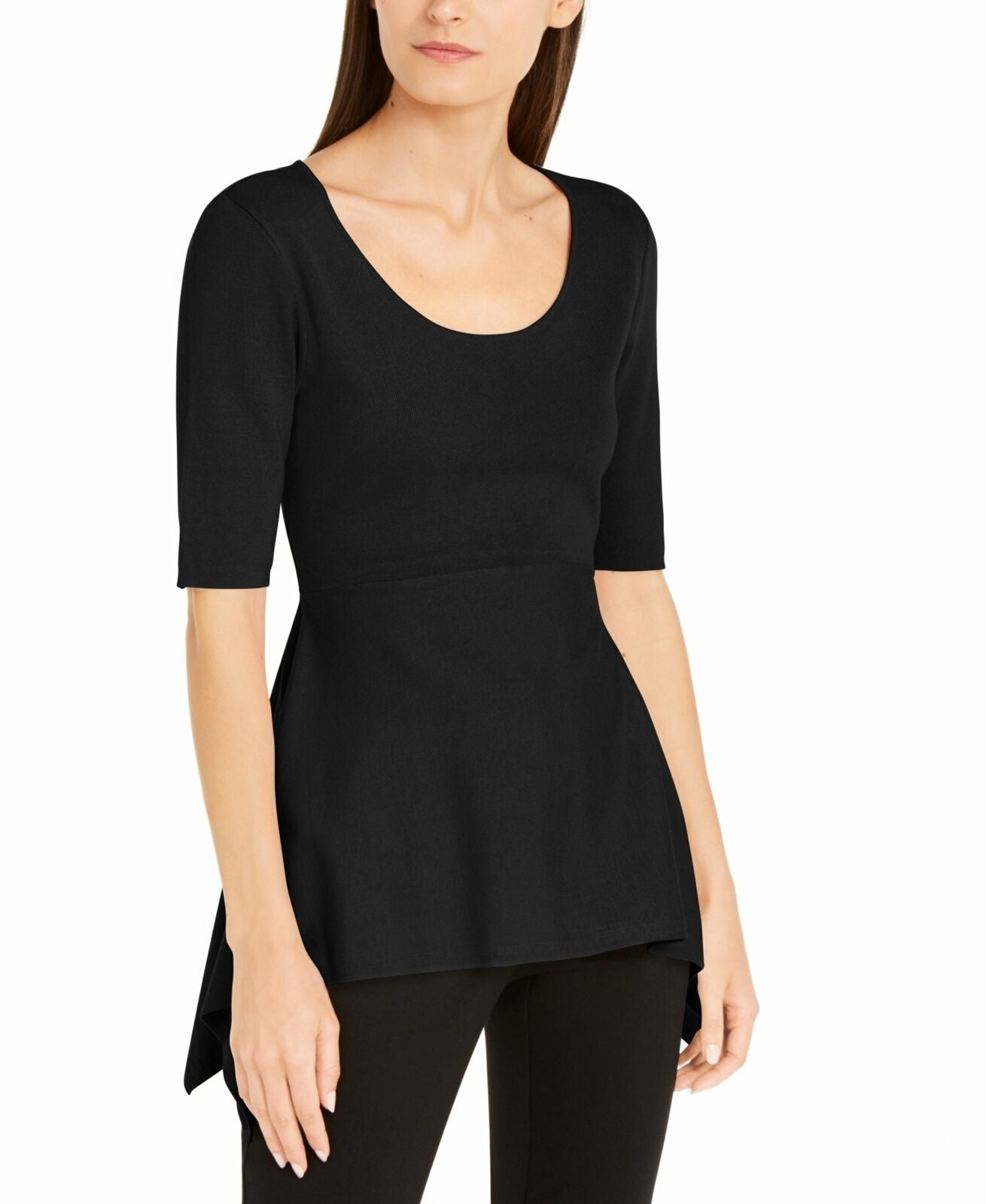 Alfani Women's Handkerchief Hem Sweater Black Size Small