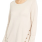 Alfani Women's Petite Hardware Seamed Pullover Sweater Beige Size Large