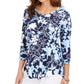 JM Collection Women's Printed T-Shirt Blue Size Medium