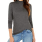 Style & Co Women's Petite Mock-Neck Top  Charcoal Size Petite Large