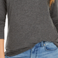 Style & Co Women's Petite Mock-Neck Top  Charcoal Size Petite Large