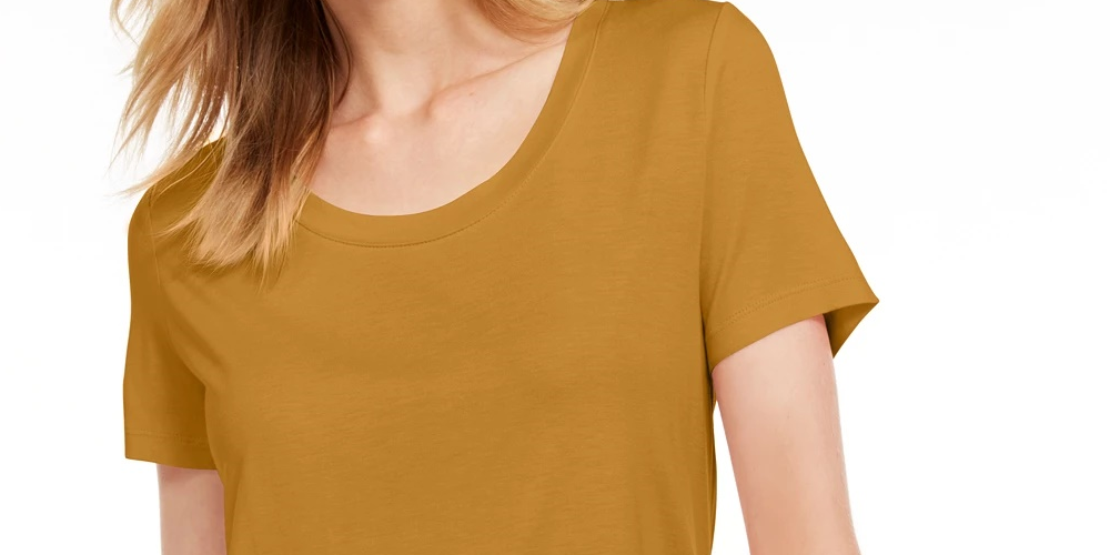 Maison Jules Women's Scoop Neck T-Shirt Pink Size Medium