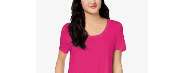 Maison Jules Women's Scoop Neck T-Shirt Pink Size Small