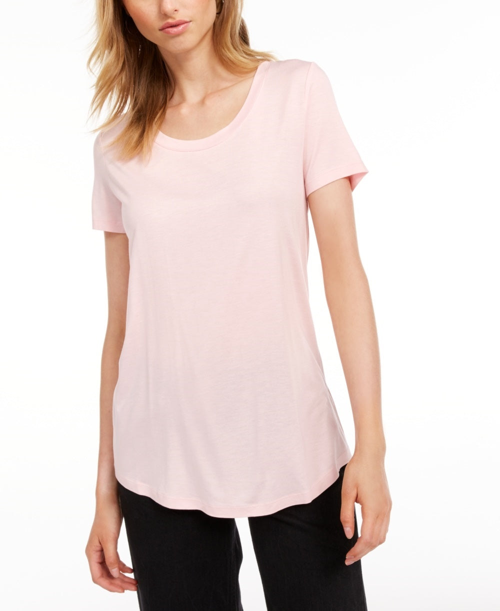 Maison Jules Women's Scoop Neck T-Shirt Pink Size X-Large
