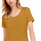 Maison Jules Women's Scoop Neck T-Shirt Yellow Size Medium