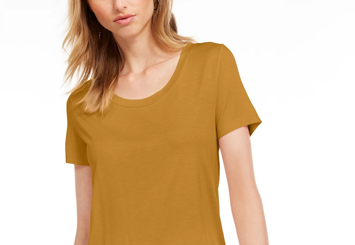Maison Jules Women's Scoop Neck T-Shirt Yellow Size Medium